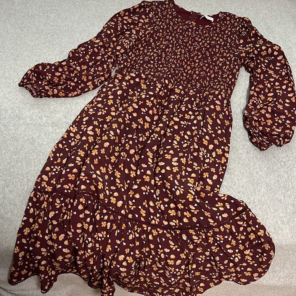 Lost Wander Midi Prairie Dress XL Cottage Smocked Country Floral Modest